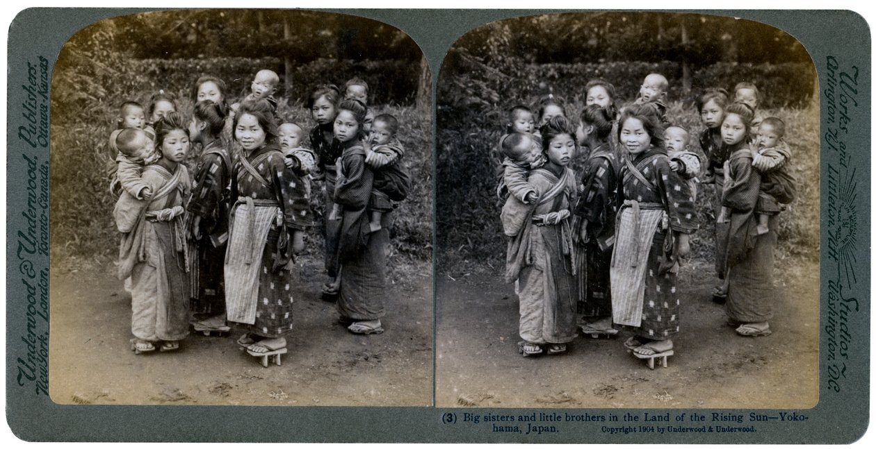 Big Sisters and Little Brothers in the Land of the Rising Sun, Yokohama, Japan by Underwood and Underwood