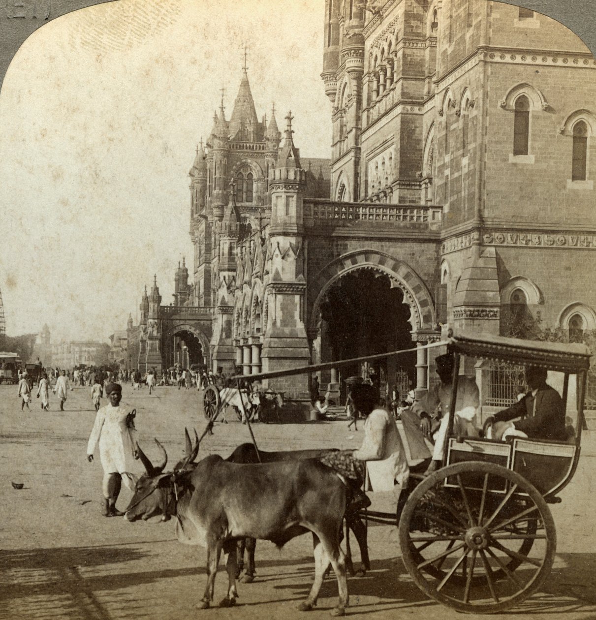 Ekka, Outside Victoria Station, Bombay, India by Underwood and Underwood