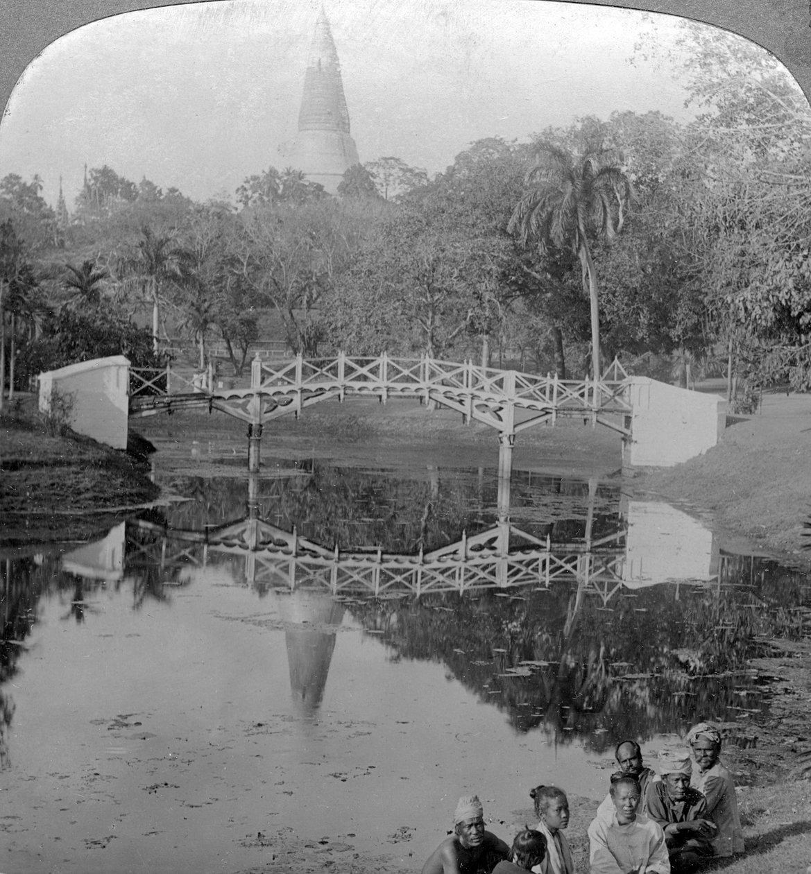 Fortress Gardens and the Shwedagon Pagoda, Rangoon, Burma by Underwood and Underwood