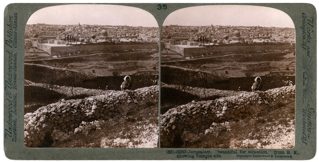 Jerusalem, as Seen from the South-East, Showing the Site of the Temple, Palestine by Underwood and Underwood