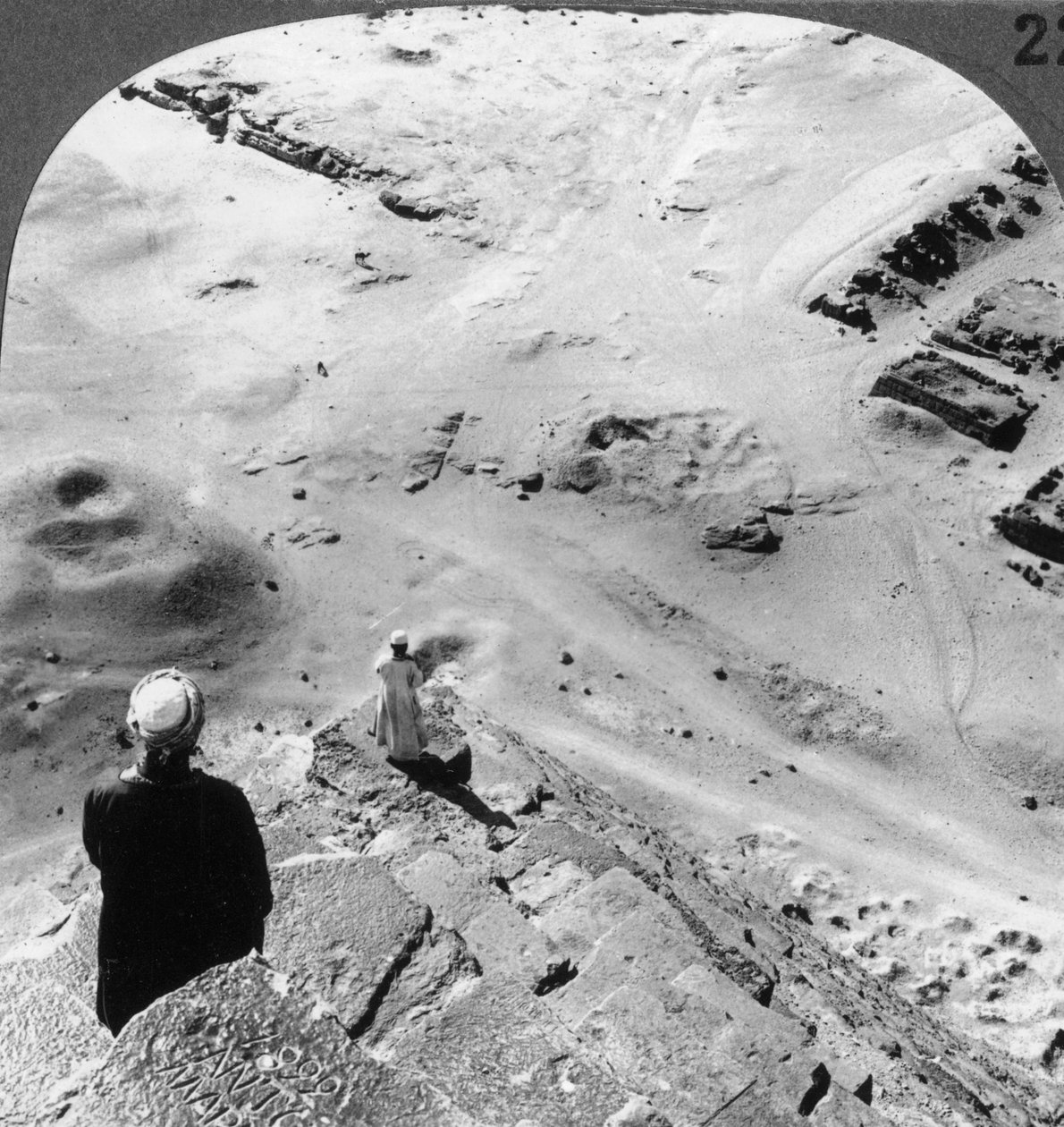 Looking Down the Southwest Corner of the Great Pyramid, Egypt, 1905 by Underwood and Underwood