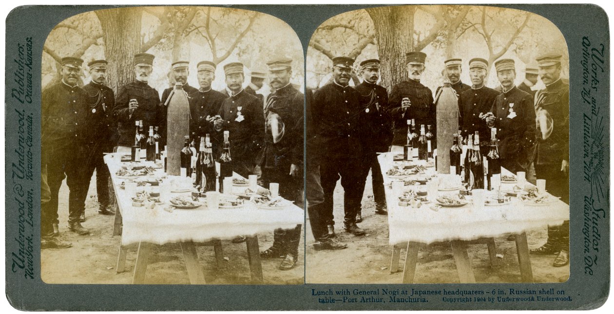 Lunch with General Nogi at Japanese Headquarters, Port Arthur, Manchuria by Underwood and Underwood