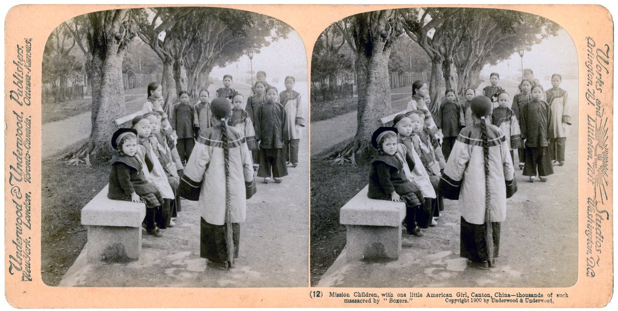 Mission Children, with One Little American Girl, Canton, China, 1900 by Underwood and Underwood