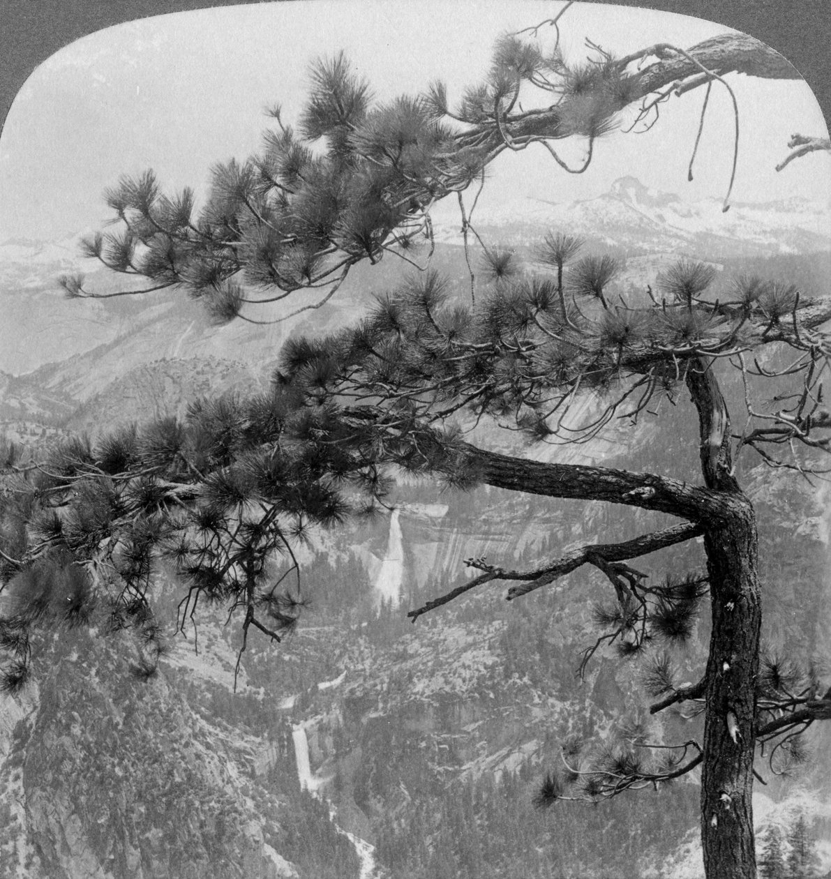 Nevada Falls, Vernal Falls and Liberty Cap, Yosemite Valley, California, USA by Underwood and Underwood