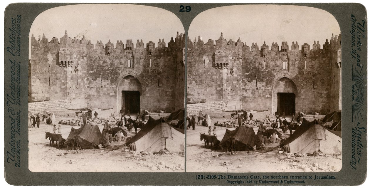The Damascus gate, the northern entrance to Jerusalem, Palestine, 1896 by Underwood and Underwood