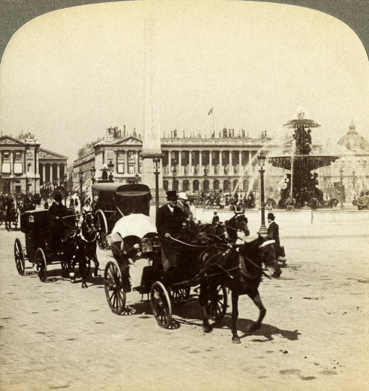 The Obelisk and Fountain, Place de la Concorde, Paris, France, 19th Century by Underwood and Underwood