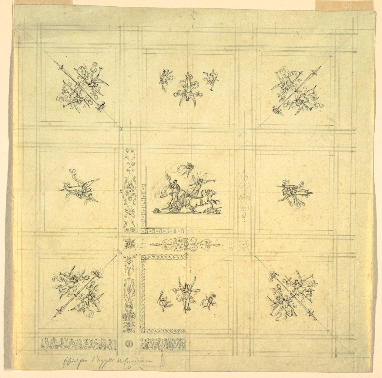 Drawing, Ceiling Decoration, Victory in a Chariot, Palazzo Quirinale, Rome by Unknown