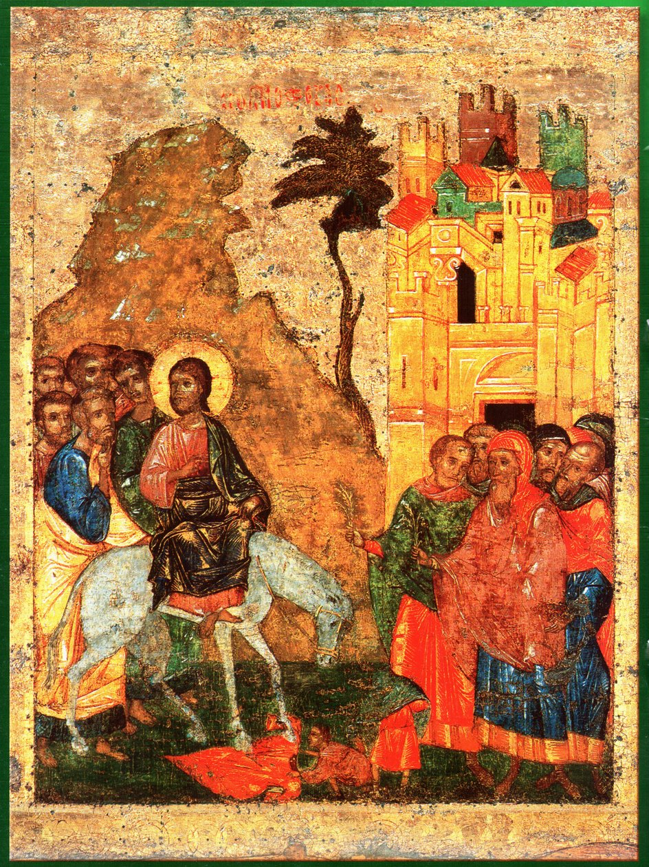 Entry into Jerusalem (Russian Icon, 14th Century) by Unknown