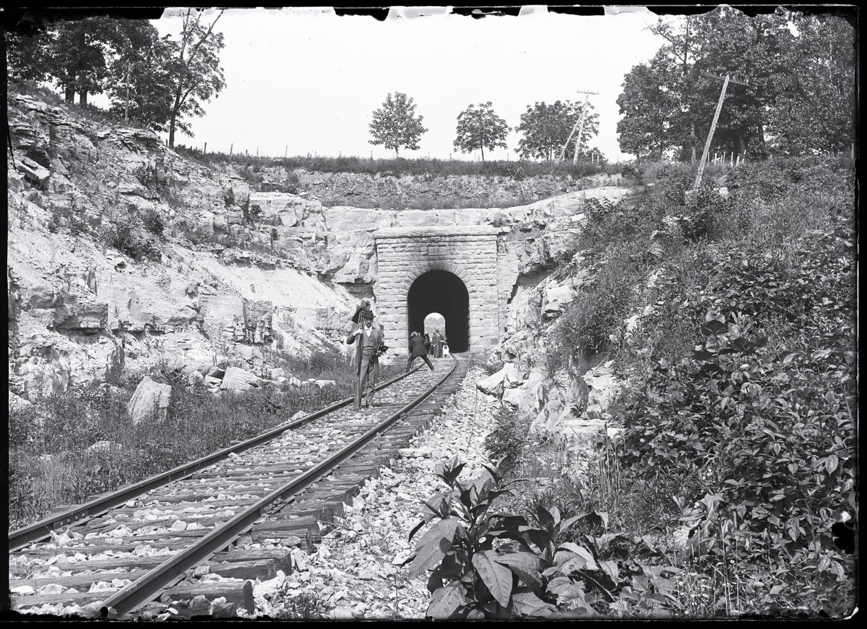Photographers on the Tracks at the Meramec Highlands Tunnel by Unknown