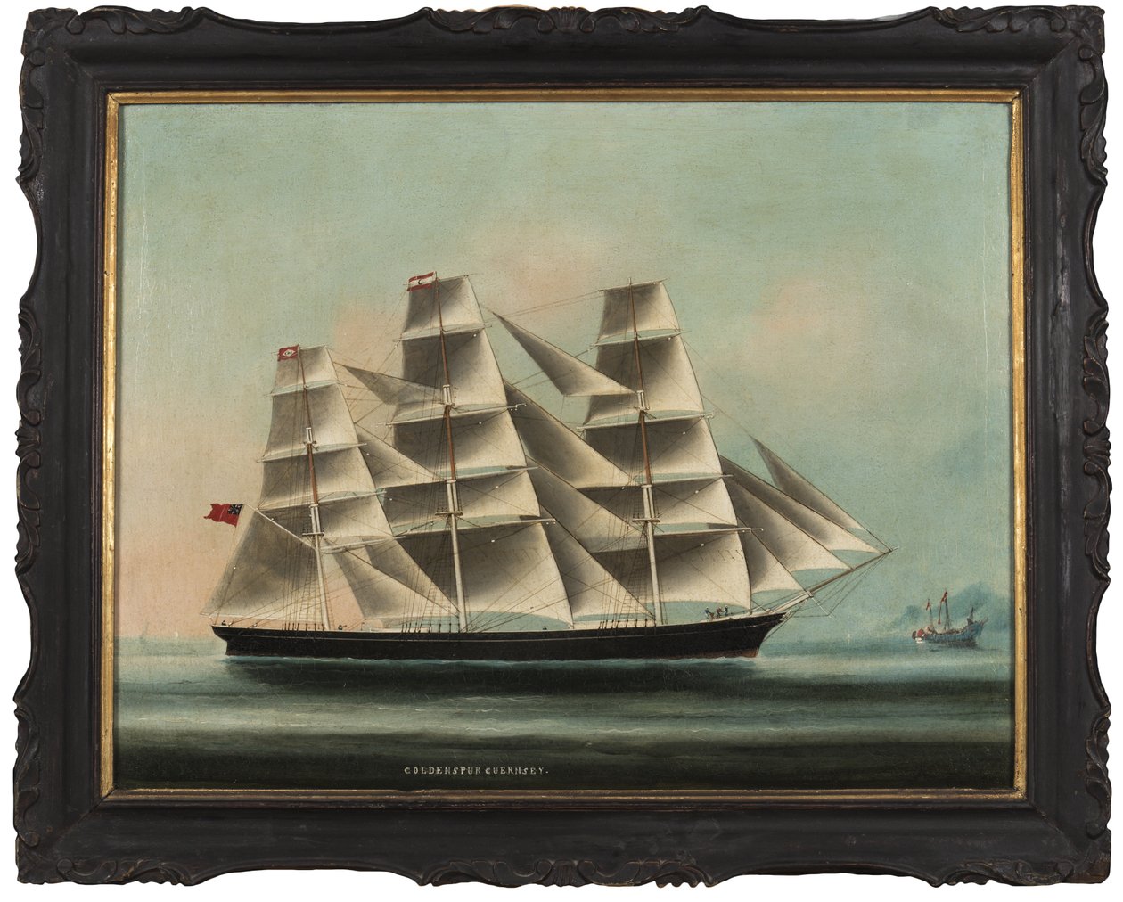 Golden Spur Guernsey: the China Trade clipper flying the Chinese flag for protection, c.1872 by Unbekannt Unbekannt