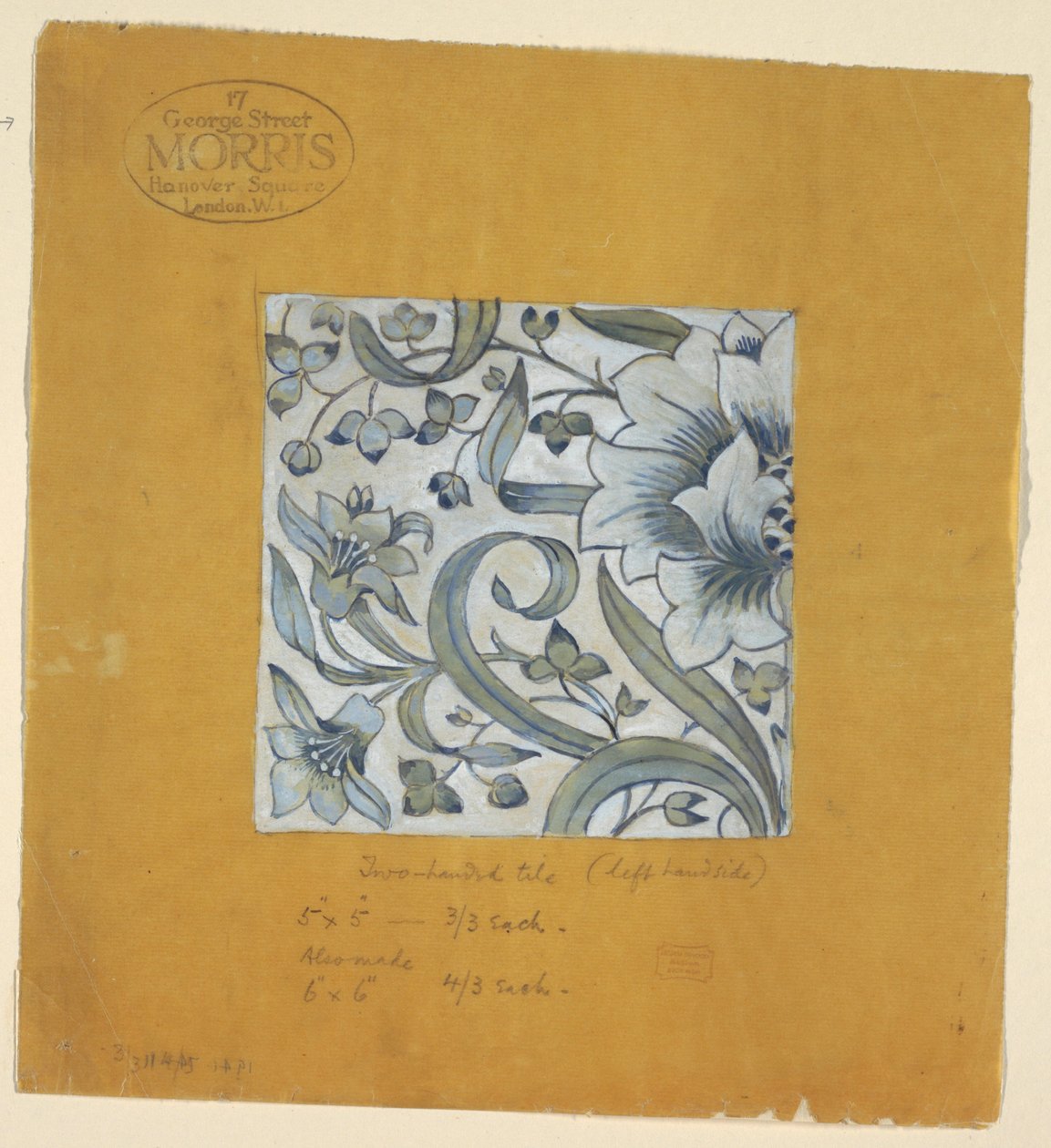 Drawing, Design after William Morris, a Tile by Unknown