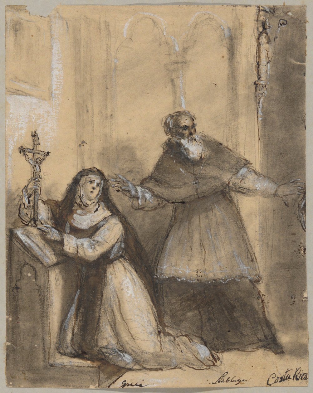 A Nun and a Monk in a Chapel by Unknown