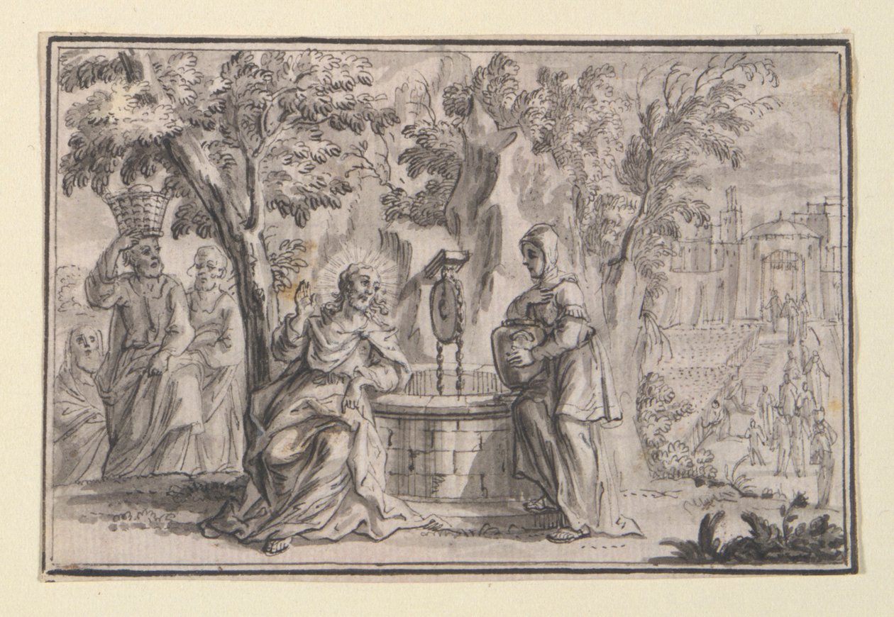 Christ and the Samaritan Woman (John 4), one of four scenes from the Life of Christ by Unknown
