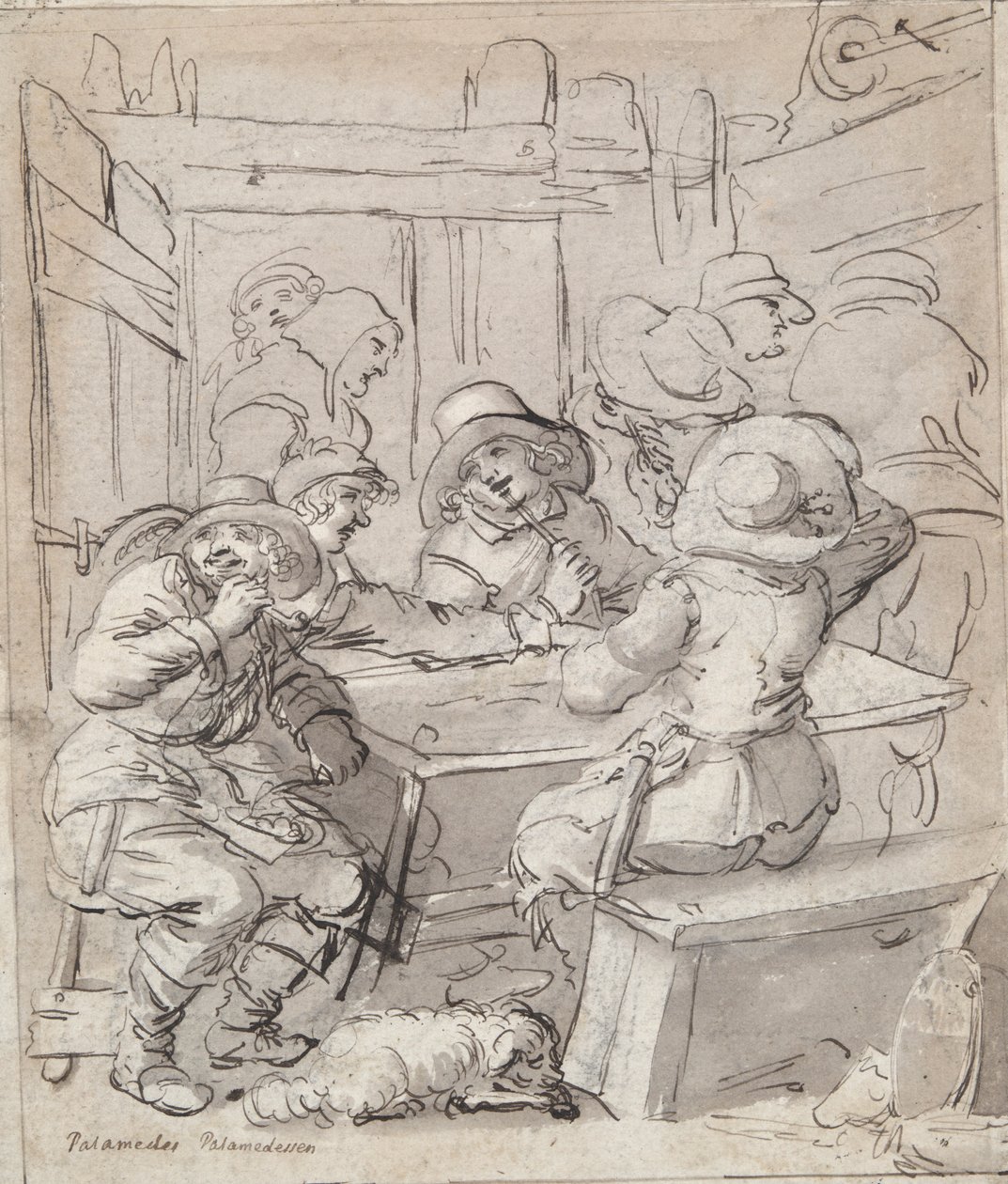 Merry Christmas; Woman and Soldier Seated at Table by Unknown