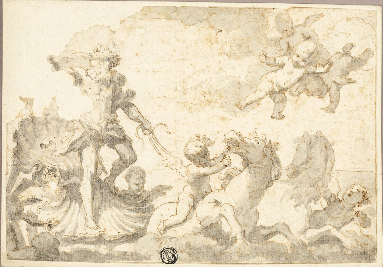 Neptune Riding His Chariot in the Sea by Unknown
