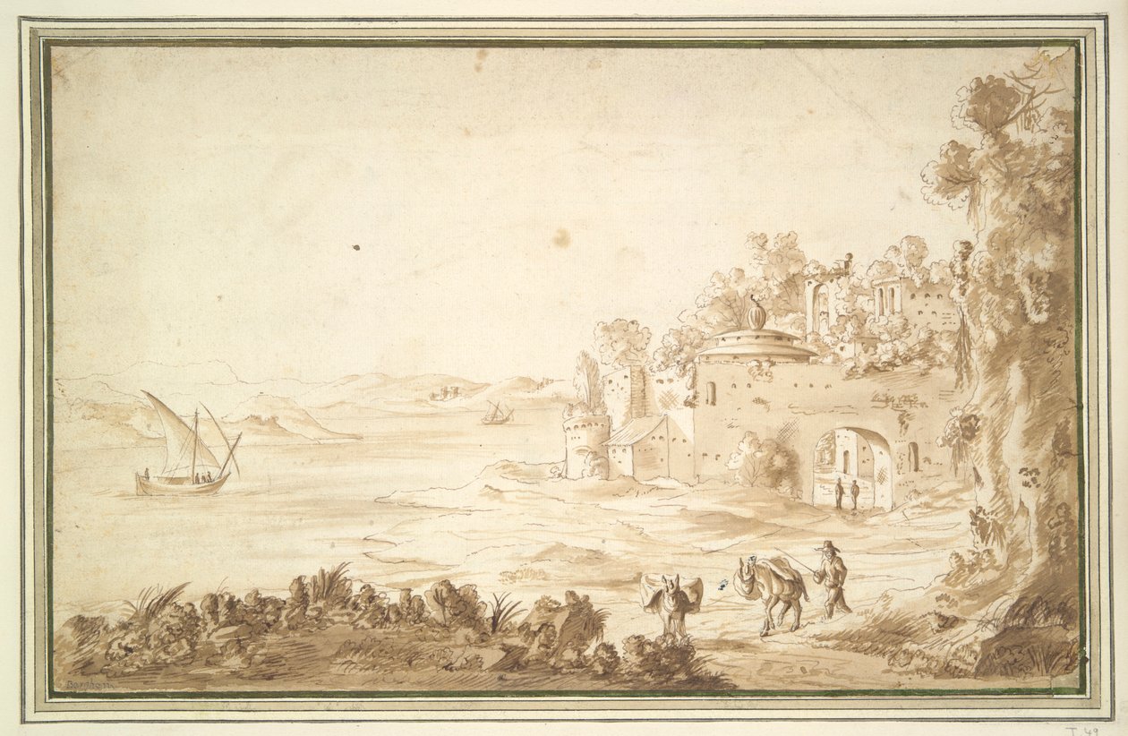 Ruins Beside a River by Unknown