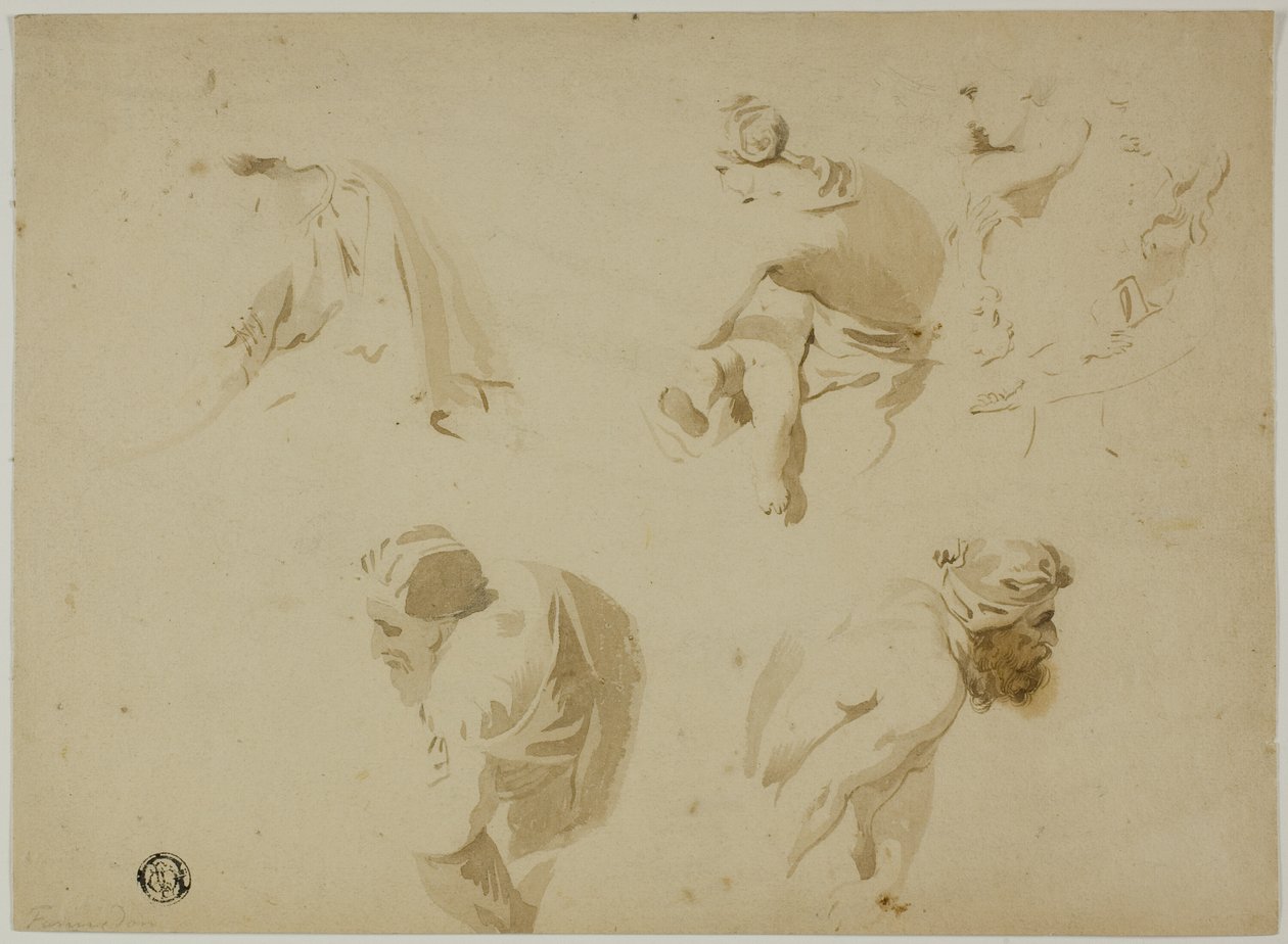 Sketches of Mother and Child, Stooping Man by Unknown