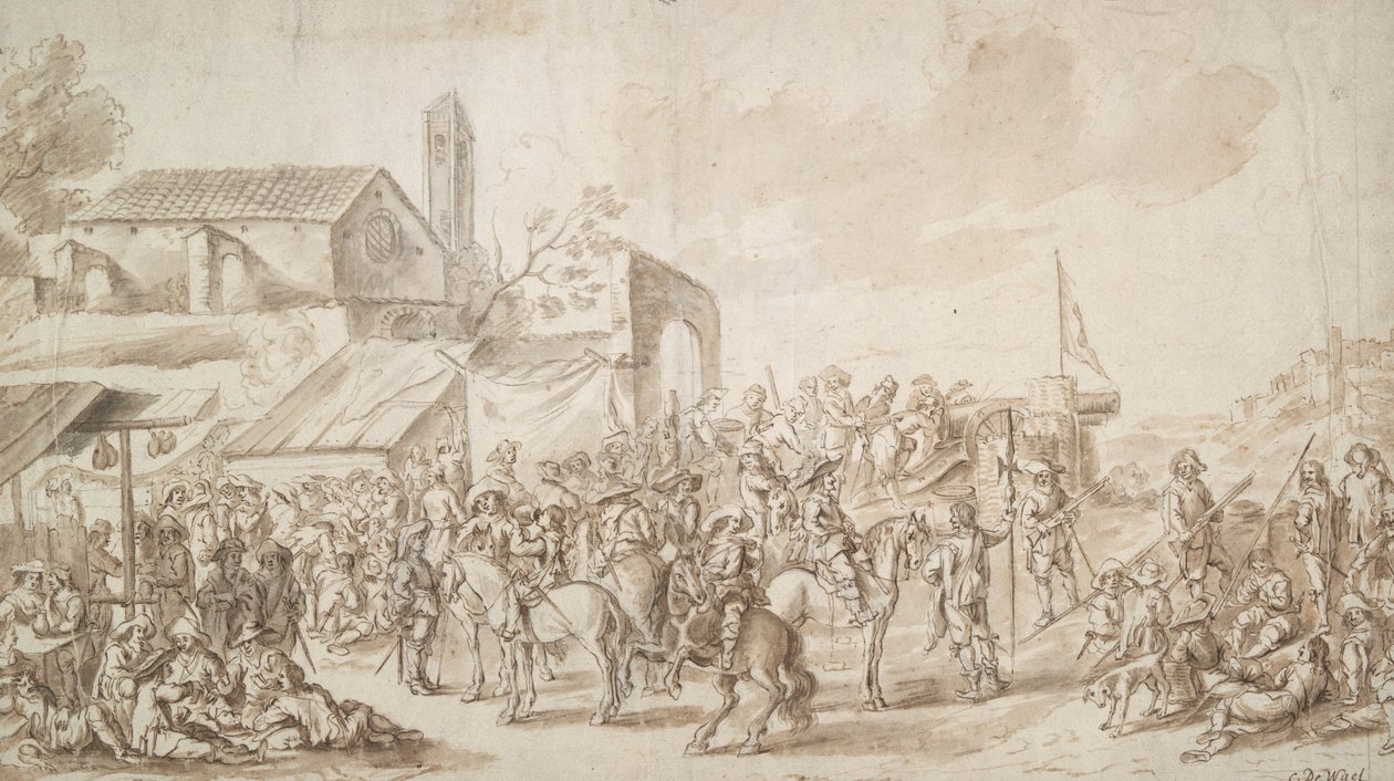 Soldiers Gathered Near a City Gate by Unknown