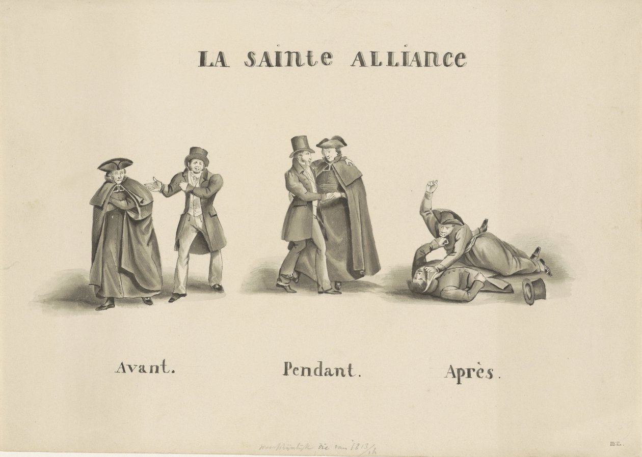 Satirical Print on the Alliance Between the Roman Catholic Clerical Party and the Liberal Party Against the Dutch Government, 1828 by Unknown