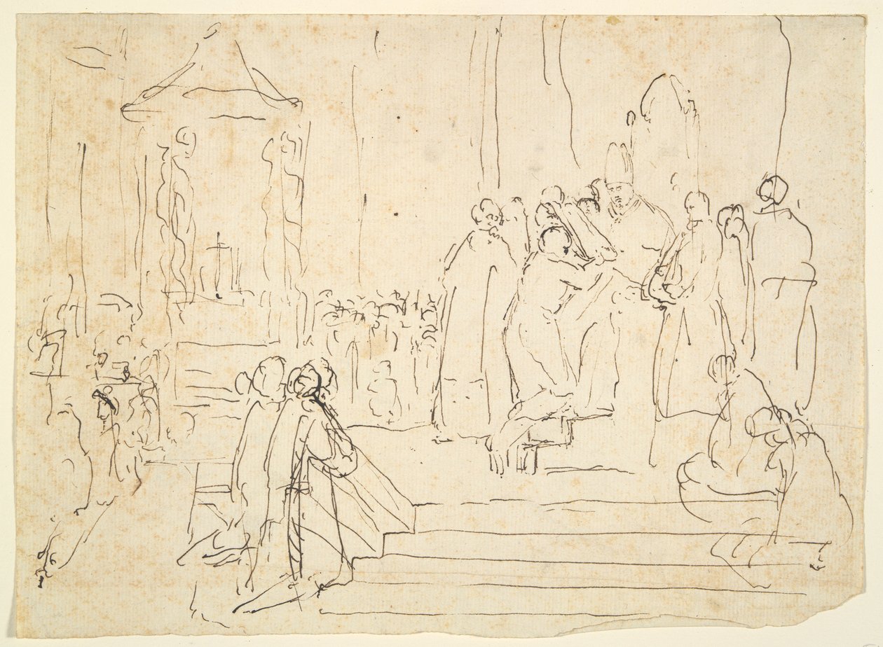 Unidentified Scene with a Bishop by Unknown