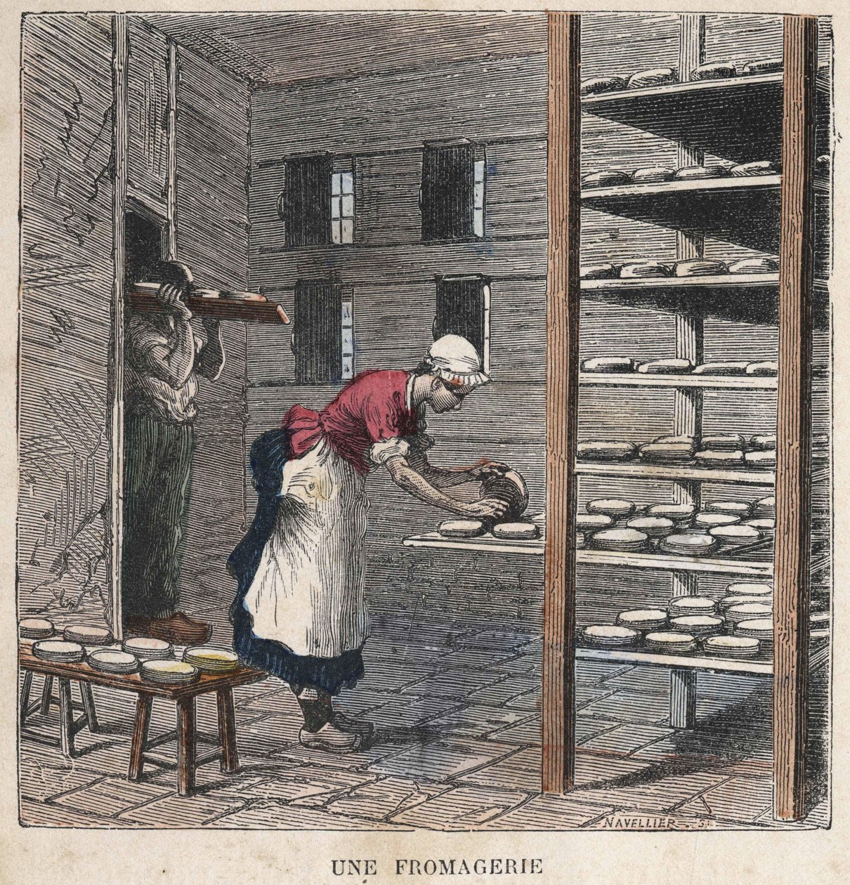 A Cheese Factory. 19th century illustration. Bianchetti Collection by Unknown artist