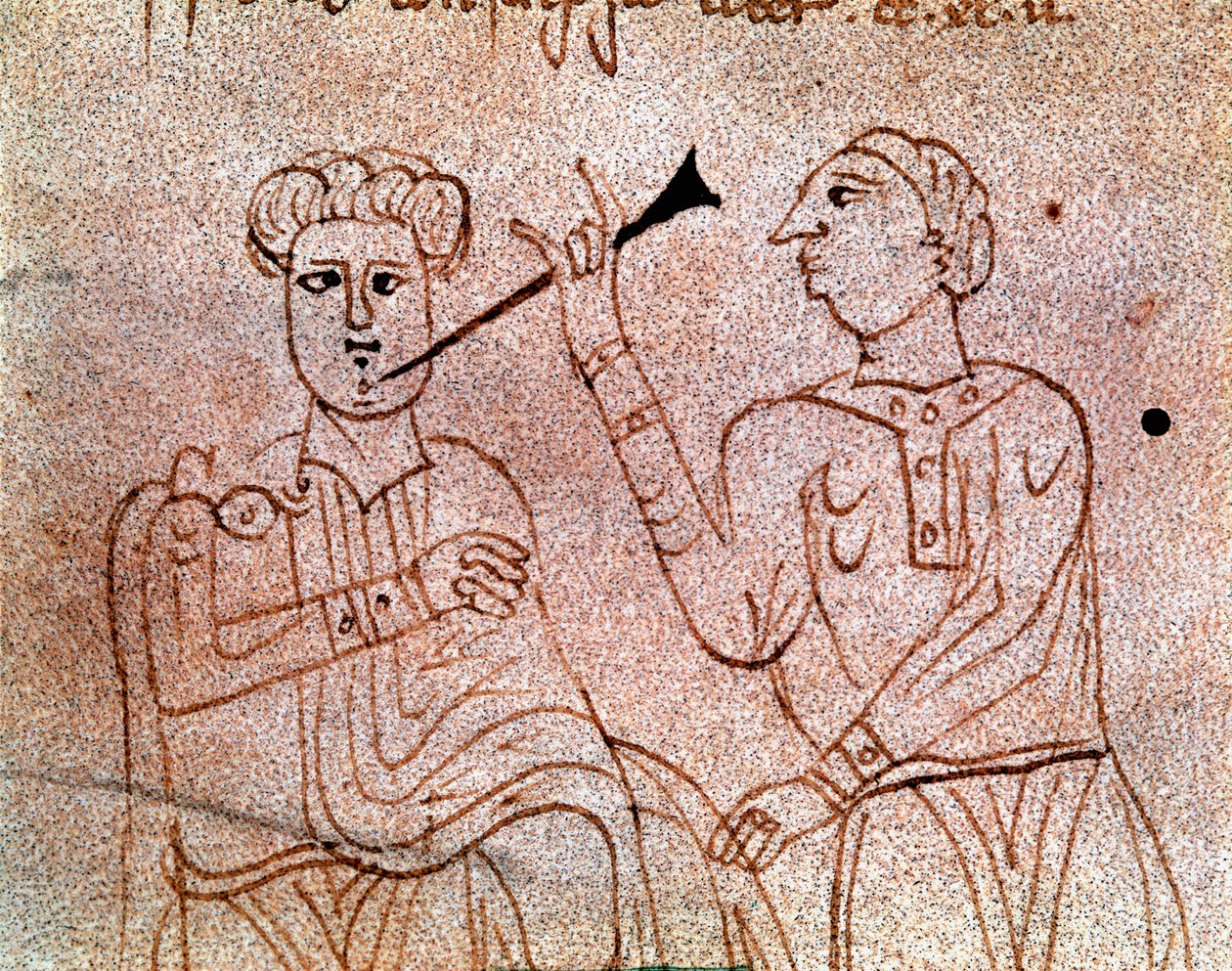 A dental surgeon operates a miniature patient from the manuscript 