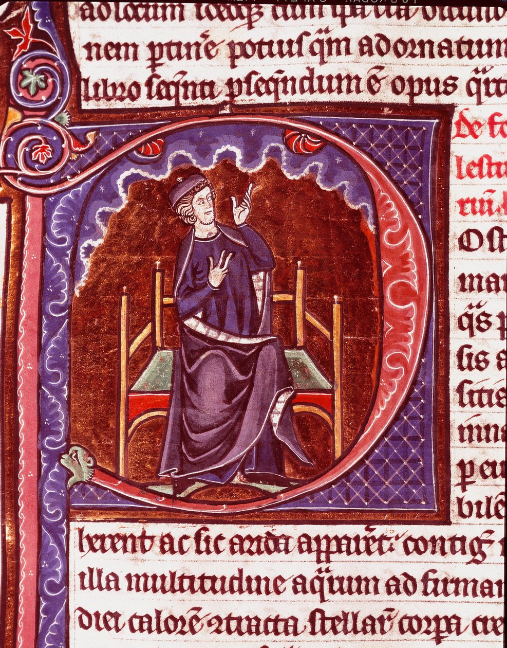 A monk doing the accounts. Miniature from the manuscript 