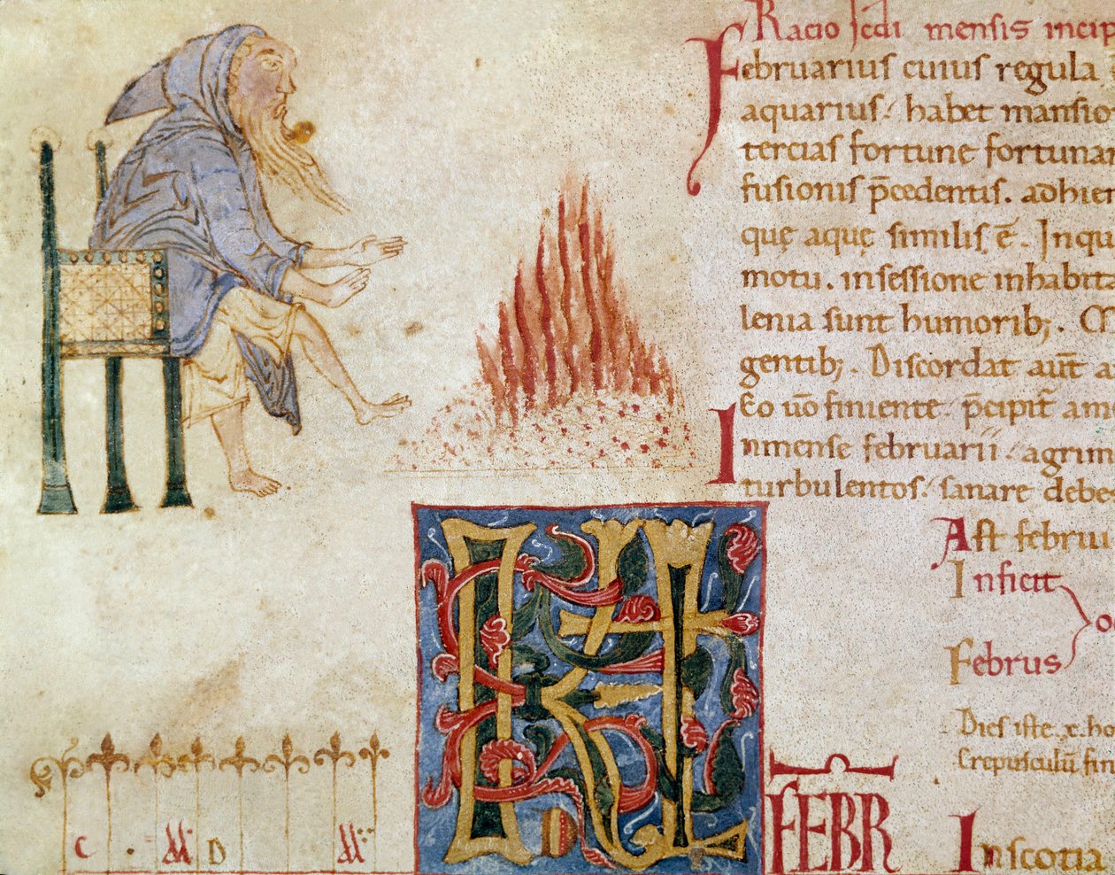 A Monk Warming His Feet in Front of a Fire, Month of February by Unknown artist