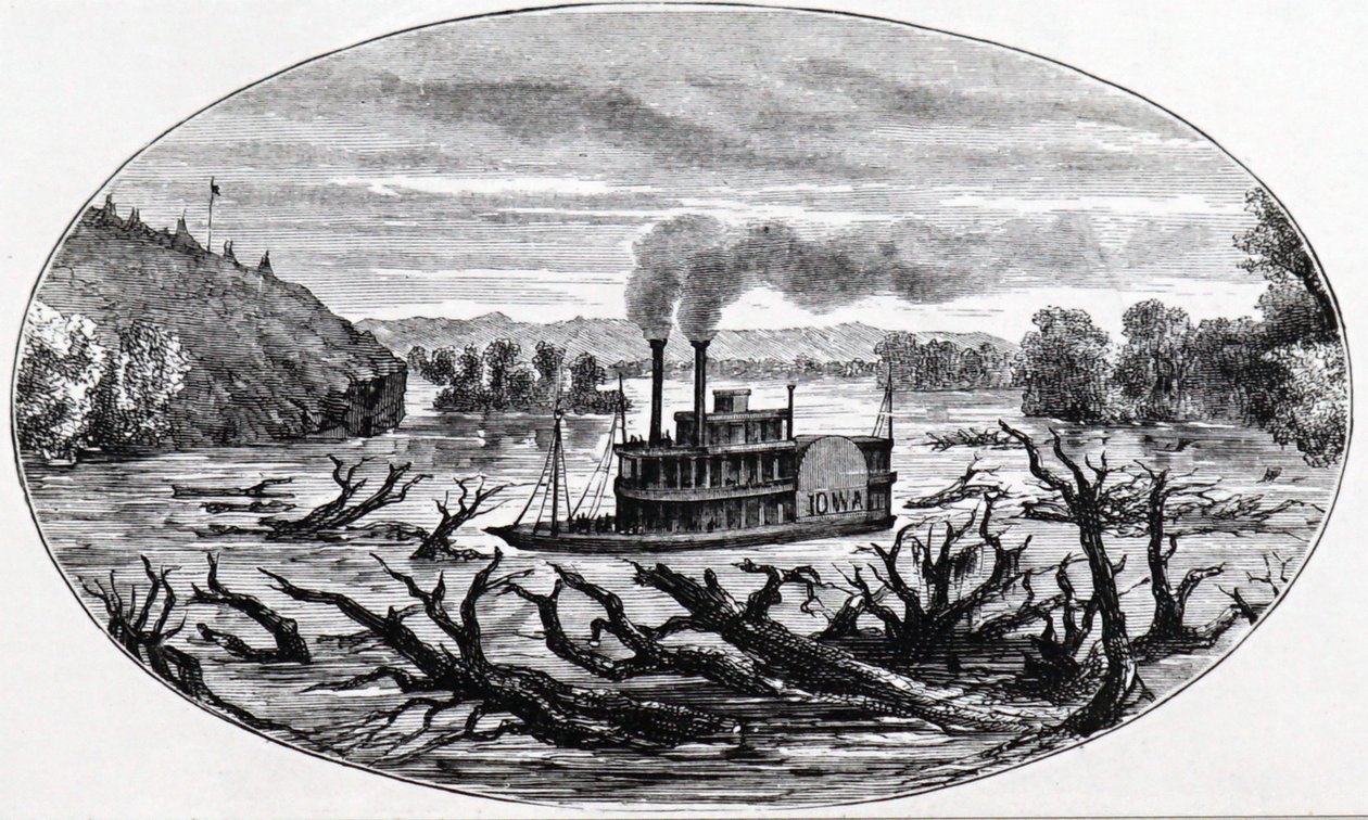 A paddle steamer on the upper Missouri by Unknown artist