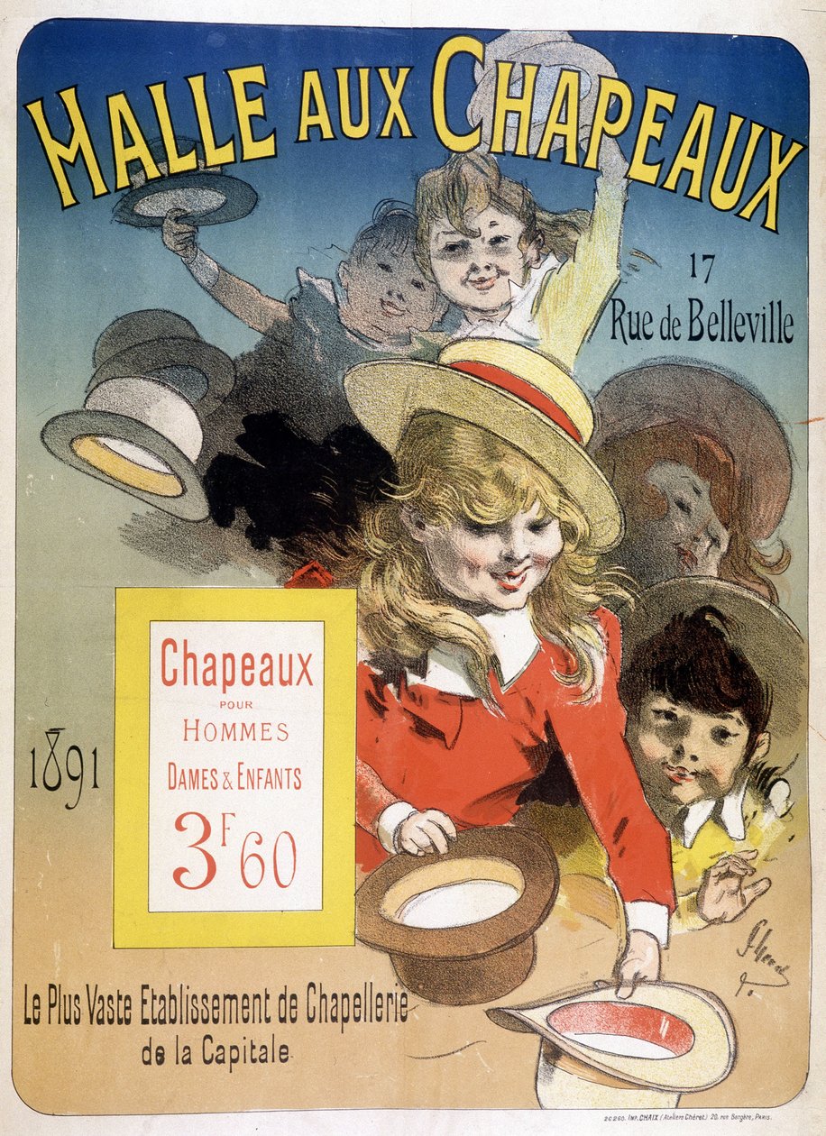 Advertising poster for the “Halle aux hats”, rue de Belleville in Paris by Unknown artist