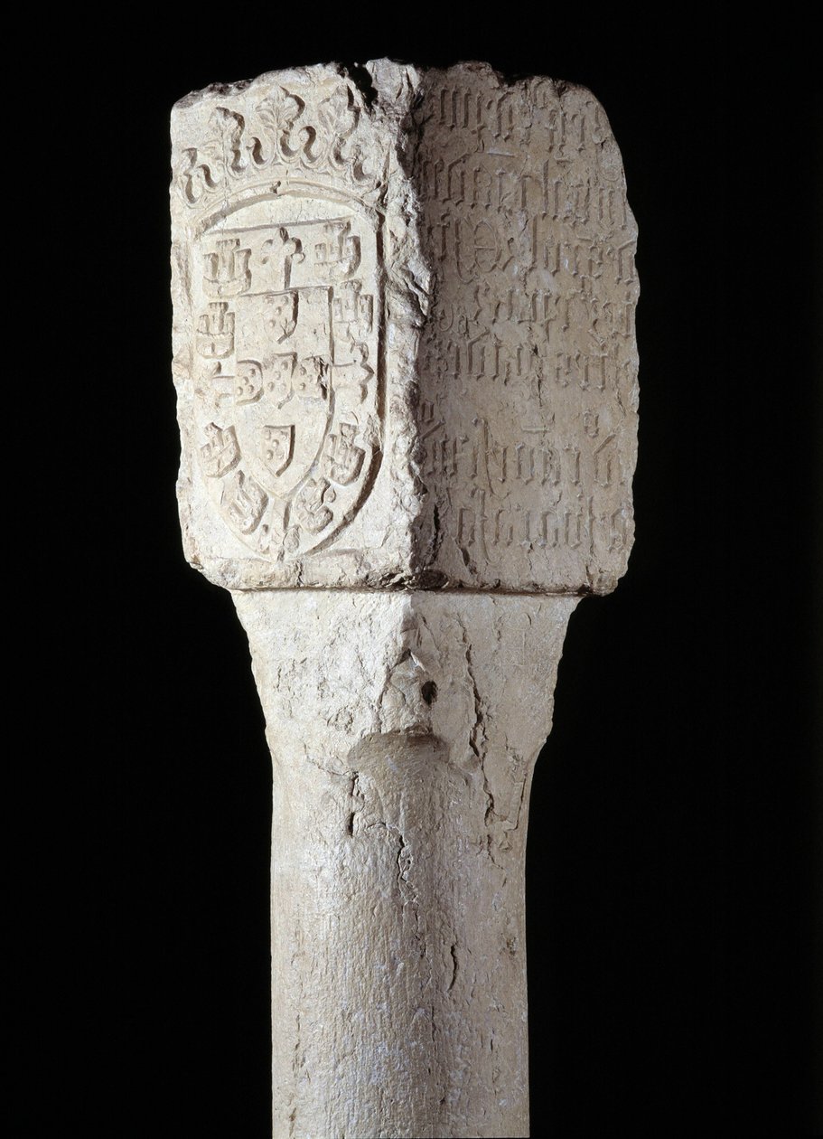 African Art: detail of a pillar of possession known as Saint Augustine erected by the Portuguese explorer Diogo Cao in southern Angola. 1486. Lisbon, National Museum of Ancient Art by Unknown artist