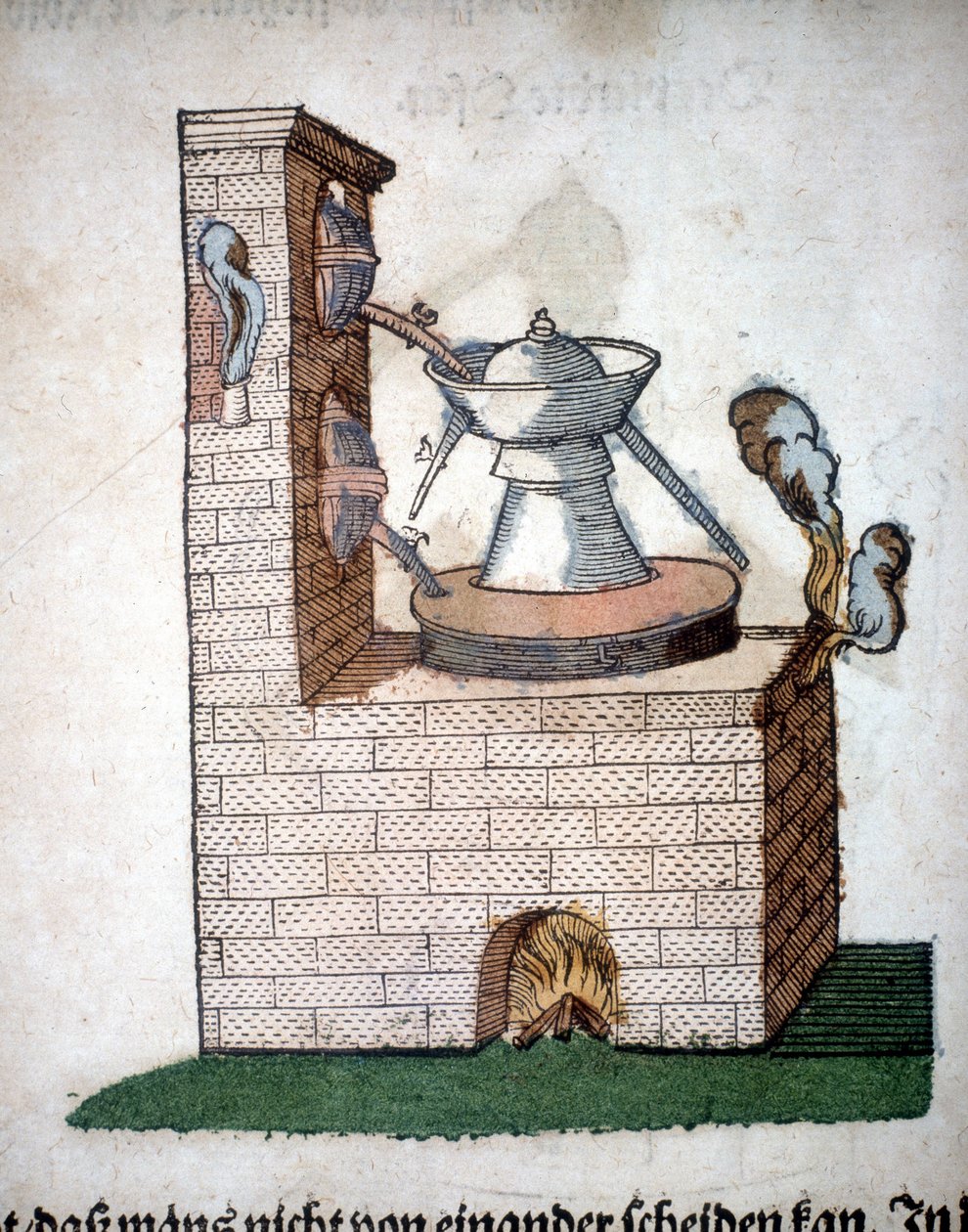 Alchemy: Apparatus for Distillation, Taken from a Book by Pietro Andrea Mattioli (Matthiole) (1500-1577). Frankfurt by Unknown artist
