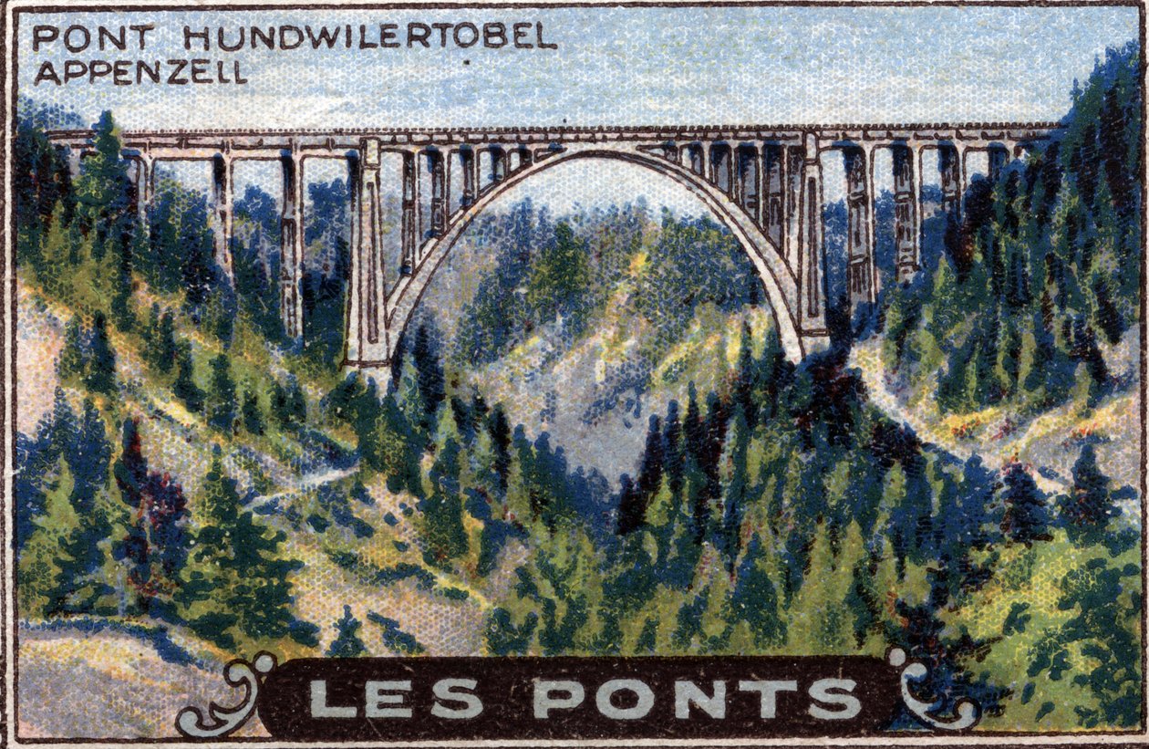 Architecture and Civil Engineering: Hundwilertobel Bridge in Appenzell, Switzerland, Series on Bridges, Early 20th Century by Unknown Artist