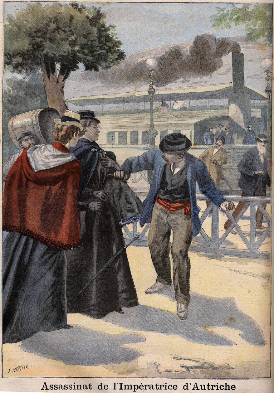 Assassination of Empress Elisabeth of Austria (Sissi) by an Italian anarchist in Geneva by Unknown artist