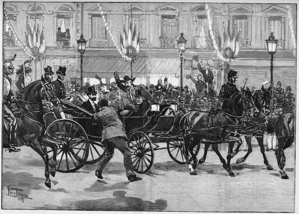 Assassination of the President of the Republic Sadi Carnot (1837-1894), by the anarchist Caserio. 24 June 1894 by Unknown artist