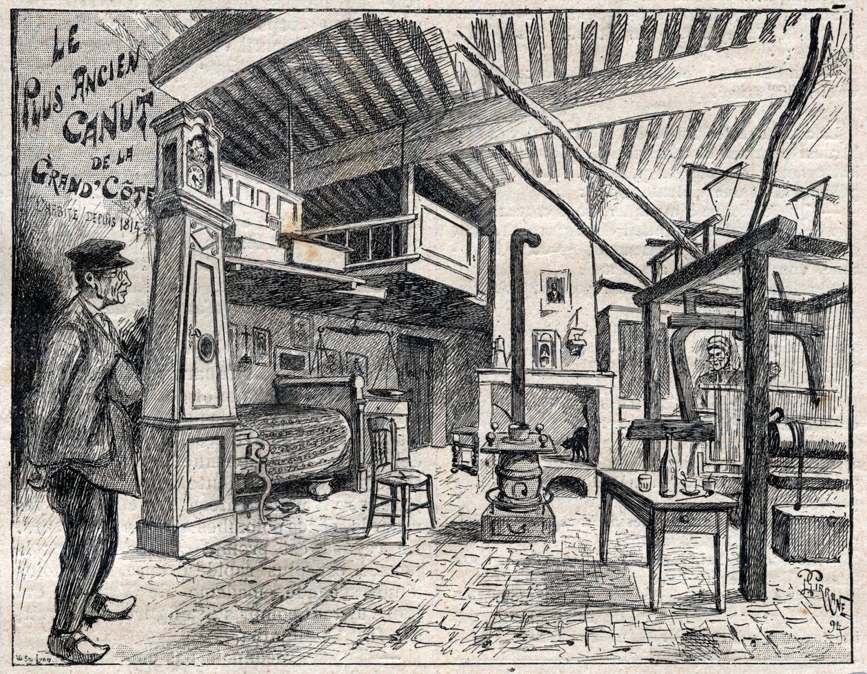 Atelier de Canut a Lyon - The Oldest Canut of the Grand Cote Since 1814 - Engraving in 