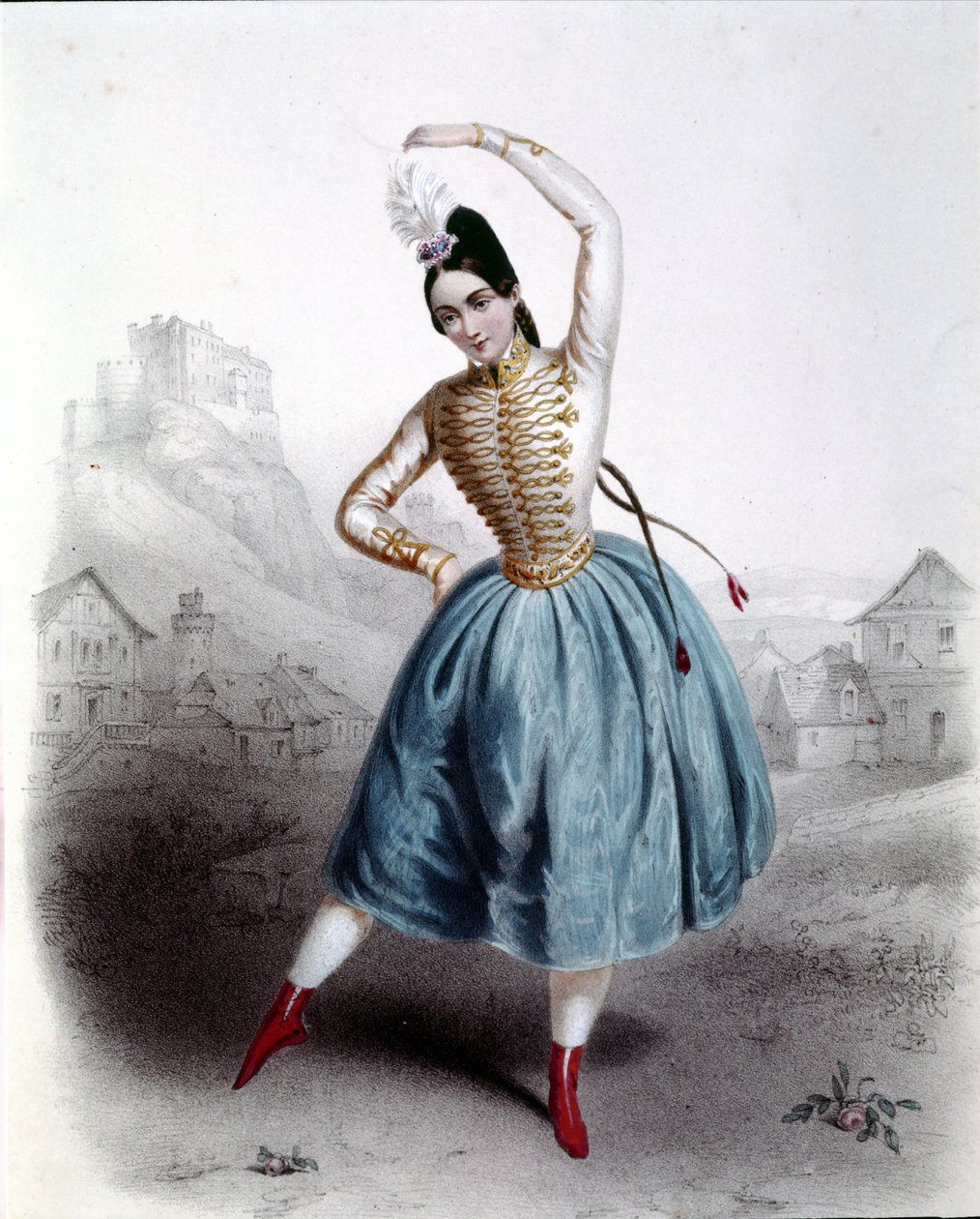 Austrian dancer Fanny Elssler (1810-1884) in the ballet “The Krakow” (La gipsy) 1842 19th century print by Unknown artist