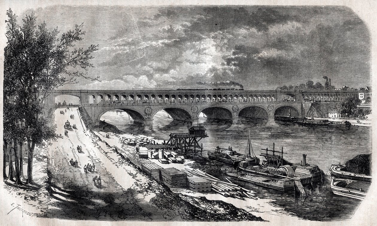 Auteuil Viaduct (Point du Jour Bridge) in 1867 by Unknown artist