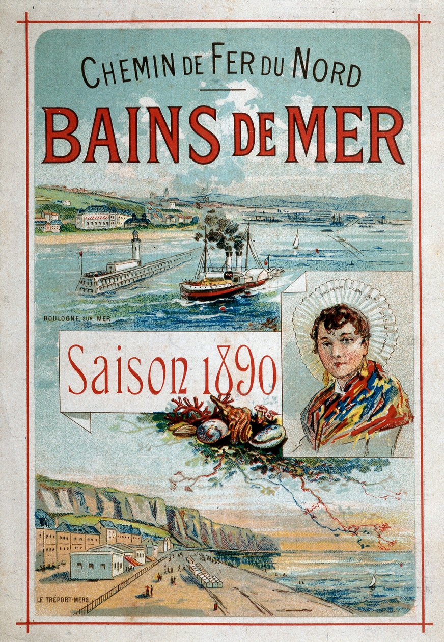 Bains de mer: Boulogne-sur-Mer, Le Treport - Advertising poster of the Northern Railway by Unknown artist