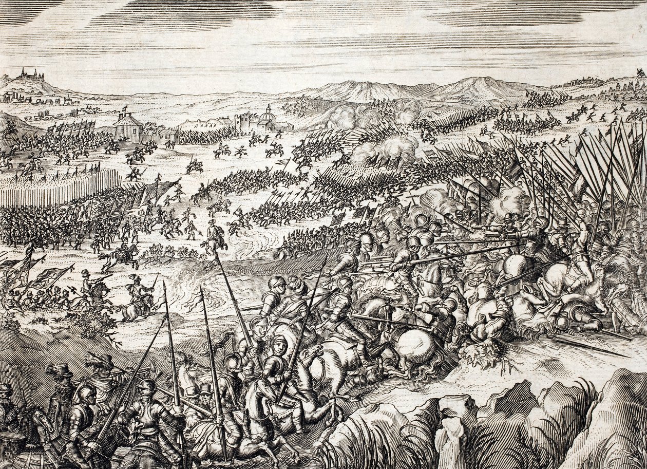 Battle of Gembloux (1578) - Spanish army against the army of 16 of the Seventeen Provinces of the Netherlands - engraving in 