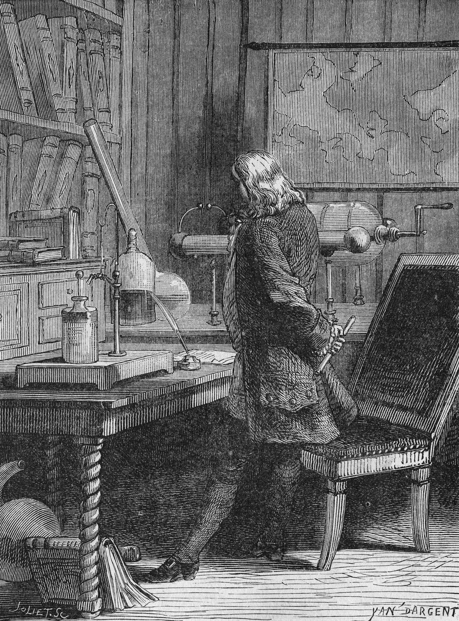 Benjamin Franklin in His Physics Lab in Philadelphia. In 