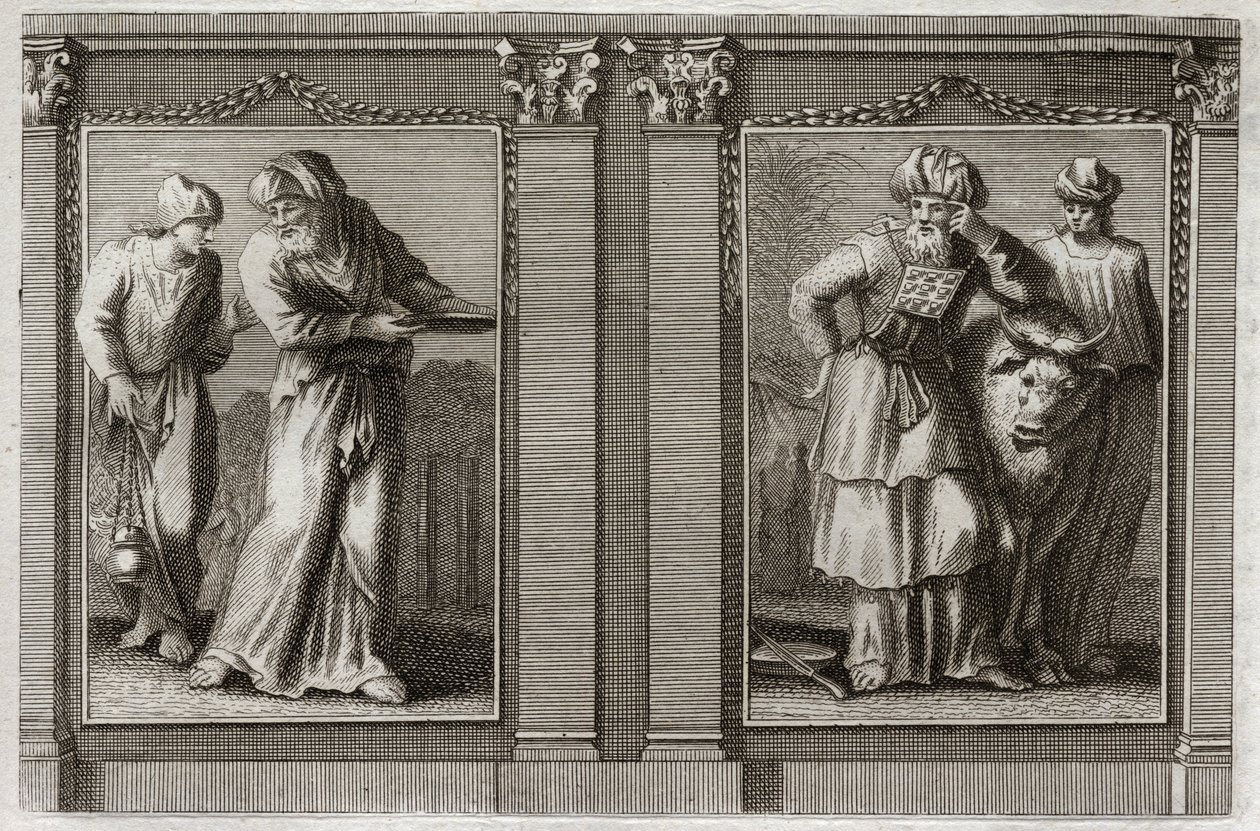 Bible of Royaumont, Old Testament: Clothes of the Priests. Figure of the garments of the Grand Priest, and of the other Levites. Illustration from 1811. by Unknown artist