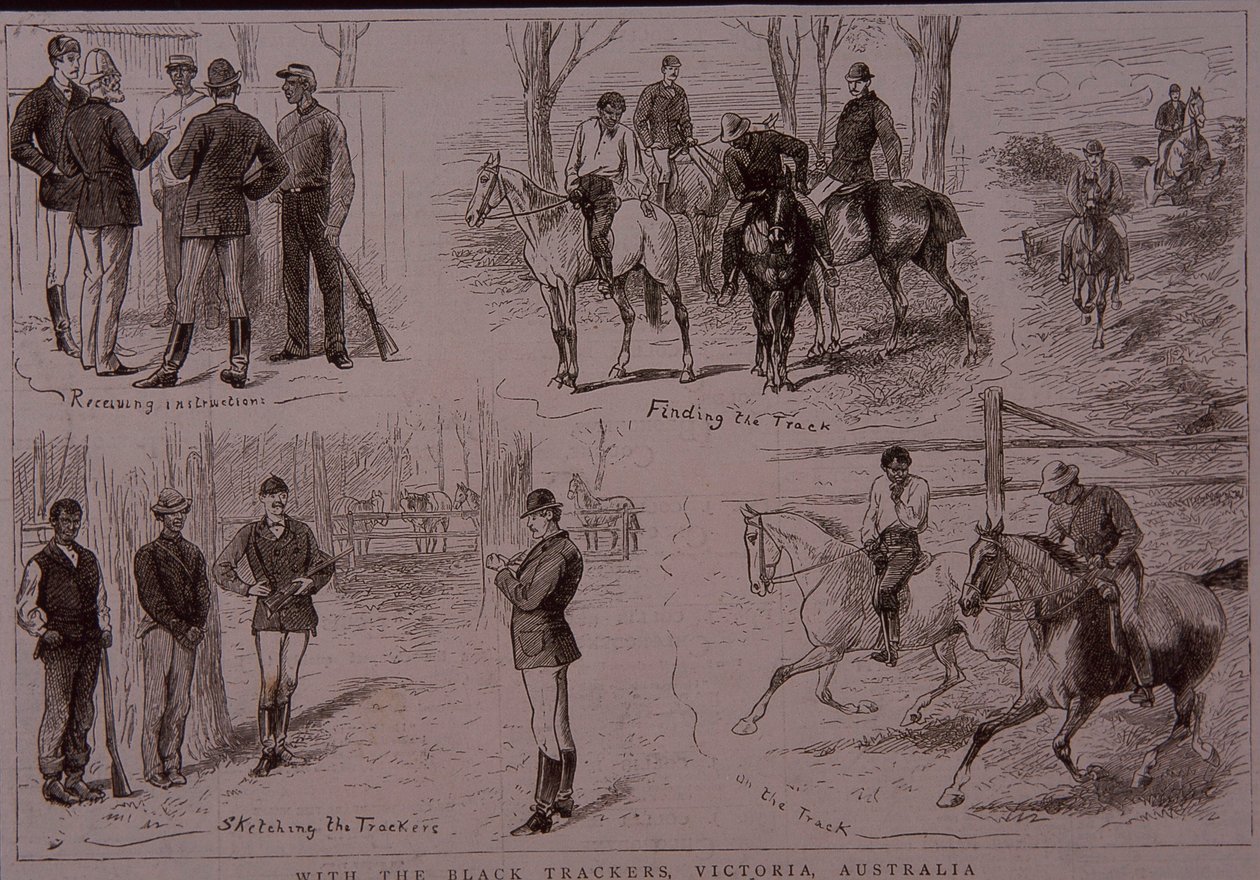 Black Trackers on the Trail of Bushrangers in Victoria, Australia in 1881 by Unknown artist