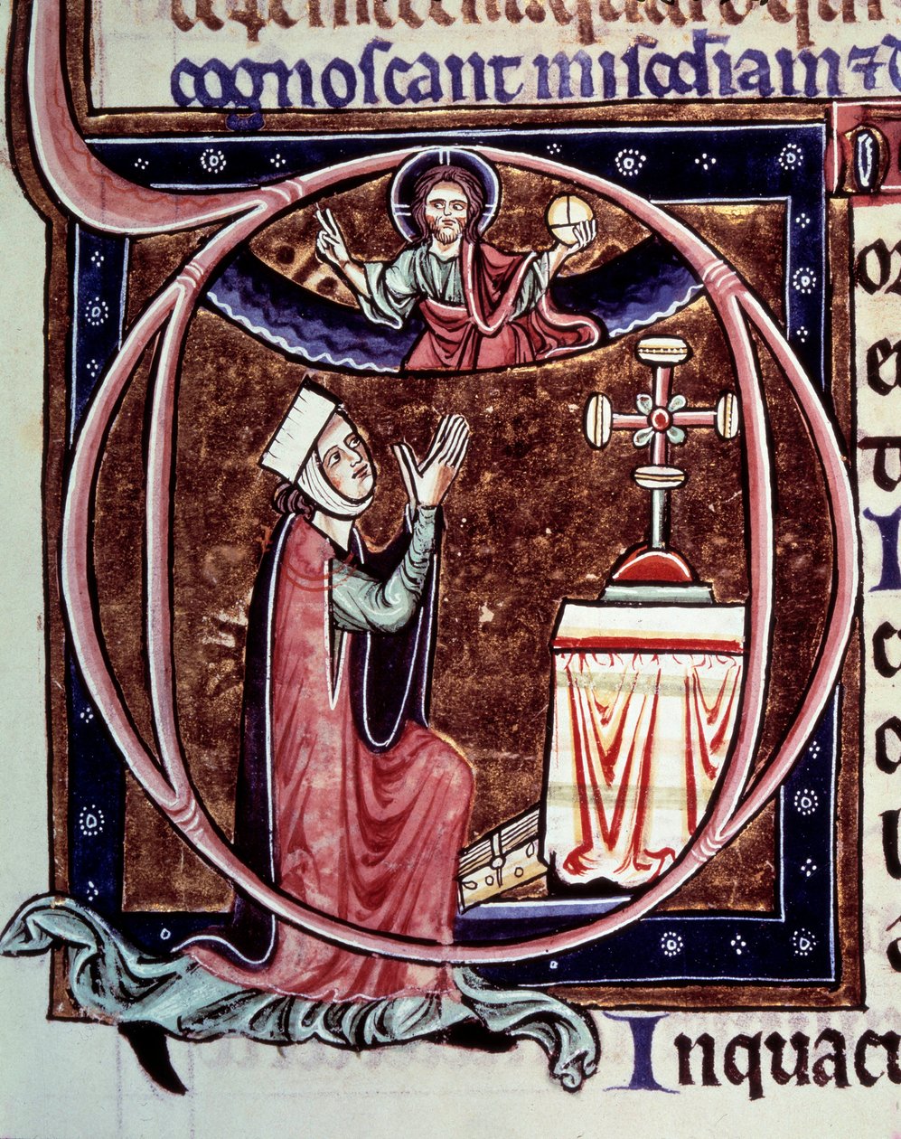 Blanche de Castille Queen of France in Prayer from the Manuscript Life and Miracles of Saint Louis by William of Saint Pathus by Unknown artist