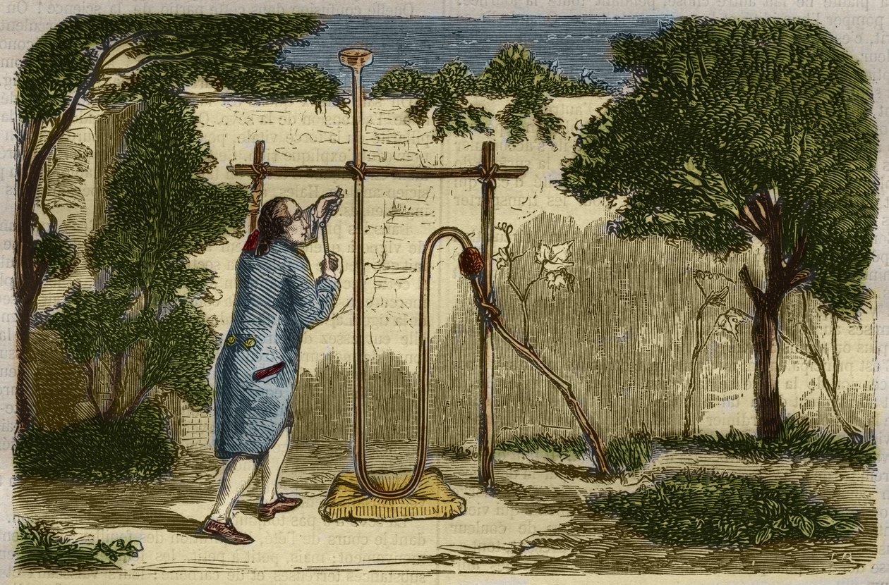 Botany: experience of Stephen Hales on the ascent force of the sap in 1727. Engraving from 1859 in 