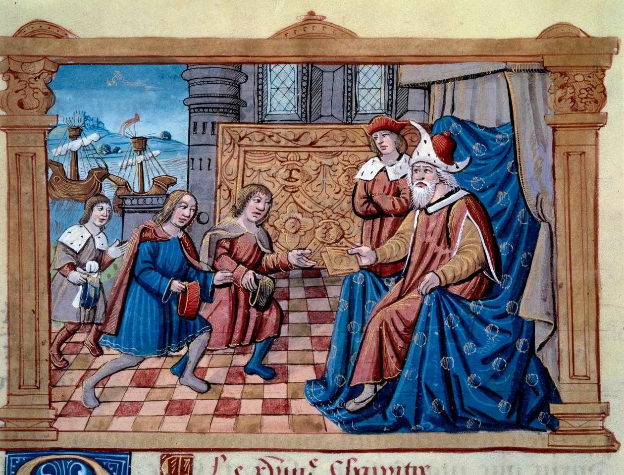 Brothers Nicolo and Matteo Polo, father and uncle of the young Marco Polo, were received in the court of the Qubilai by Unknown artist