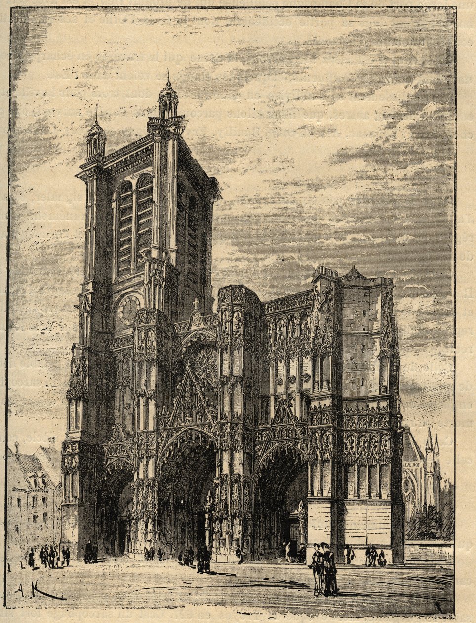 Cathedrale Saint-Pierre-et-Saint-Paul de Troyes - Champagne-Ardennes - engraving in PATRIE - DESCRIPTION PECTUREQUIREQUE DE LA FRANCE EN 6 VOLUES BY LUCIEN HUARD - end 19th century by Unknown artist