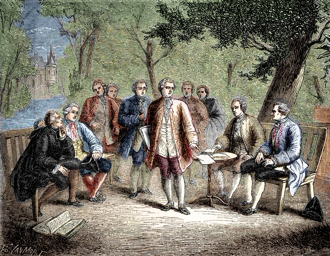 Charles de Secondat Montesquieu with the scientific cenacle at Castle Clairac, France - in 