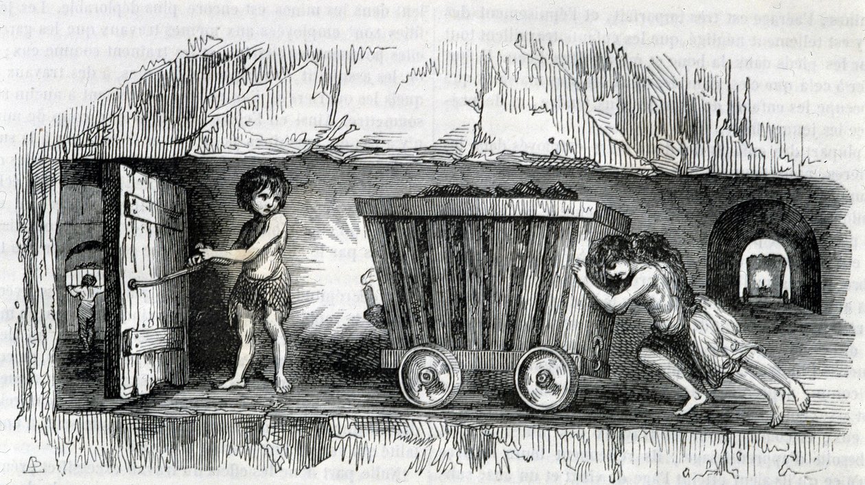 Children working in the coal mines in England by Unknown artist