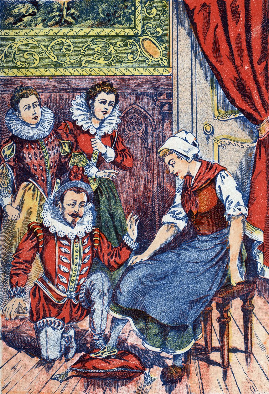 Cinderella Tries the Slipper. Illustration for 'Cinderella' by